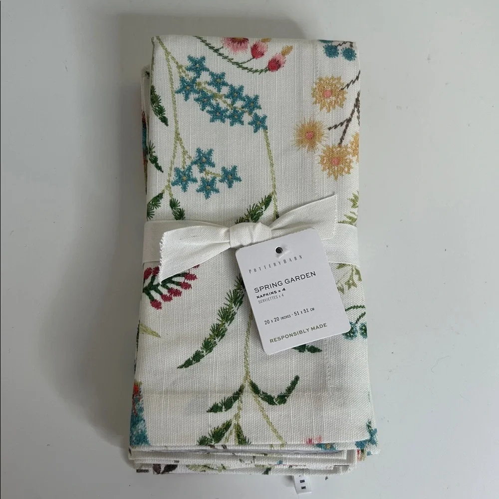 Pottery Barn Spring Garden Cotton Napkins Set of 4 20